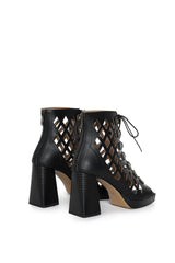 Immaculate Vegan - AGAZI DANCE YOUR WAY (black) – cut-out block heel sandals made from wheat & corn-based leather