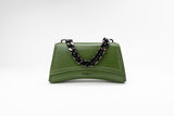 Immaculate Vegan - Eslla Dharma Desserto Cactus Leather Vegan Crossbody With Gunmetal Chain | Green With Green Trim