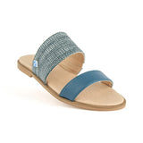 Immaculate Vegan - Lazuli My Flat Rafia Vegan Sandals | Petrol