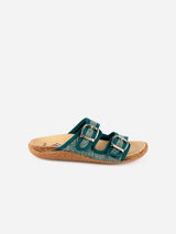Immaculate Vegan - Lazuli My Footbed Rafia Cork Vegan Sandals | Petrol
