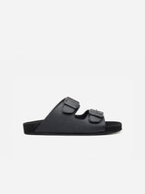 Immaculate Vegan - Green Laces Truda Unisex Vegan Leather Two-Strap Sandals | Black