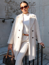 Immaculate Vegan - Issy London Rosie Statement Coat Vegan Faux Suede & Shearling Neutral Cream
