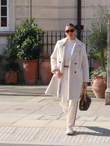 Immaculate Vegan - Issy London Rosie Statement Coat Vegan Faux Suede & Shearling Neutral Cream