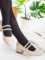 Immaculate Vegan - Forever and Always Shoes Lizbeth Vegan Leather Mary Jane Shoes | Beige