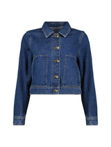 Immaculate Vegan - Baukjen Kristi Organic Cotton Cropped Denim Jacket | mid Wash Indigo Mid Wash Indigo / UK6 / EU34 / US2