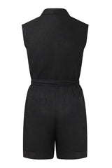 Immaculate Vegan - KOMODO SIENNA - Organic Linen Cotton Playsuit - Black