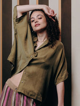 Immaculate Vegan - KOMODO Kimono Women's Cupro Shirt | Army Green