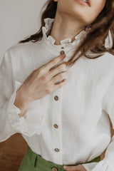 Immaculate Vegan - Laume Linen Juodkrante Women's Linen Shirt | Multiple Colours Creamy White / XS