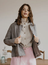 Immaculate Vegan - Laume Linen Preila Women's Linen Jacket | Multiple Colours Dark Checks / XS