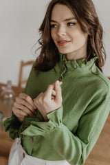Immaculate Vegan - Laume Linen Juodkrante Women's Linen Shirt | Multiple Colours Lime Green / XS