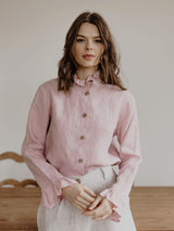 Immaculate Vegan - Laume Linen Juodkrante Women's Linen Shirt | Multiple Colours Dusty Pink / XS