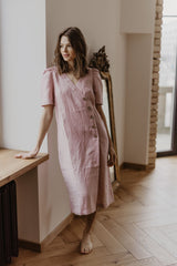 Immaculate Vegan - Laume Linen Smiltyne Women's Linen Dress | Multiple Colours Dusty Pink / XS