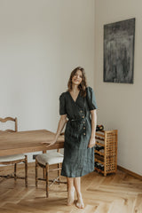 Immaculate Vegan - Laume Linen Smiltyne Women's Linen Dress | Multiple Colours Forest Green / XS