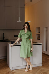 Immaculate Vegan - Laume Linen Melnrage Women's Linen Dress | Multiple Colours Lime Green / XS