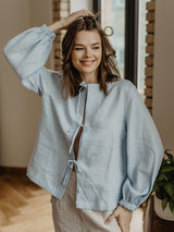 Immaculate Vegan - Laume Linen Nida Women's Linen Blouse | Multiple Colours Sky Blue / XS