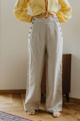 Immaculate Vegan - Laume Linen Klaipeda Women's Linen Trousers | Multiple Colours Natural Linen / XS