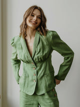 Immaculate Vegan - Laume Linen Neringa Women's Linen Blazer | Multiple Colours Lime Green / XS