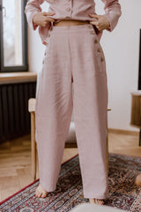 Immaculate Vegan - Laume Linen Klaipeda Women's Linen Trousers | Multiple Colours Dusty Pink / XS