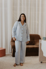 Immaculate Vegan - Laume Linen Pilantis Women's Linen Pyjama Set | Multiple Colours Sky Blue / XS