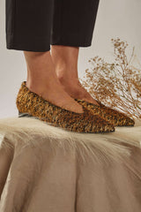 Immaculate Vegan - MOMOC Metal Furry Vegan Ballerinas | Black & Gold