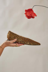 Immaculate Vegan - MOMOC Metal Furry Vegan Ballerinas | Black & Gold