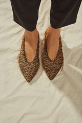 Immaculate Vegan - MOMOC Metal Furry Vegan Ballerinas | Black & Gold