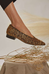 Immaculate Vegan - MOMOC Metal Furry Vegan Ballerinas | Black & Gold