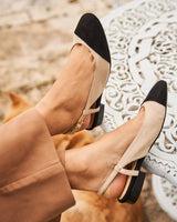 Immaculate Vegan - Minuit sur Terre Hortense Vegan Recycled Grain Slingback Pumps | Black & Beige