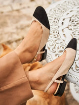 Immaculate Vegan - Minuit sur Terre Hortense Vegan Recycled Grain Slingback Pumps | Black & Beige