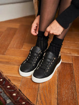 Immaculate Vegan - Minuit sur Terre Virevolte Recycled Grain Leather Vegan Trainers | Black