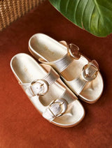 Immaculate Vegan - Minuit sur Terre Camellia Vegan Leather Sandals | Gold