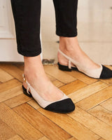 Immaculate Vegan - Minuit sur Terre Hortense Vegan Recycled Grain Slingback Pumps | Black & Beige