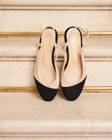 Immaculate Vegan - Minuit sur Terre Hortense Vegan Recycled Grain Slingback Pumps | Black & Beige