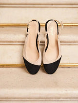 Immaculate Vegan - Minuit sur Terre Hortense Vegan Recycled Grain Slingback Pumps | Black & Beige