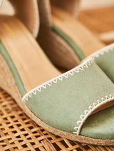 Immaculate Vegan - Minuit sur Terre Azalea Vegan Suede Espadrille Wedge Sandals | Sage