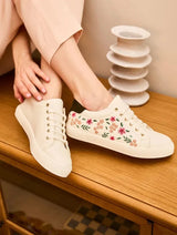 Immaculate Vegan - Minuit sur Terre Virevolte Recycled Grain Leather Embroidered Vegan Sneakers | Primrose UK2.5 / EU35 / US4