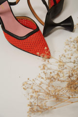 Immaculate Vegan - MOMOC Ibiza Cotton Mesh Pointed Heels | Orange