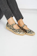 Immaculate Vegan - MOMOC Leopard Vegan Recycled Linen & Jute Manoletinas | Multi