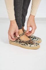 Immaculate Vegan - MOMOC Leopard Vegan Recycled Linen & Jute Manoletinas | Multi