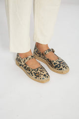 Immaculate Vegan - MOMOC Leopard Vegan Recycled Linen & Jute Manoletinas | Multi