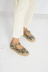 Immaculate Vegan - MOMOC Leopard Vegan Recycled Linen & Jute Manoletinas | Multi