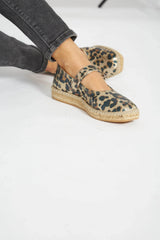 Immaculate Vegan - MOMOC Leopard Vegan Recycled Linen & Jute Manoletinas | Multi