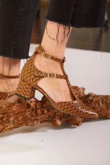 Immaculate Vegan - MOMOC Tacón midi Escamas mostaza