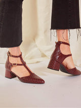 Immaculate Vegan - MOMOC Tacón midi Escamas burdeos