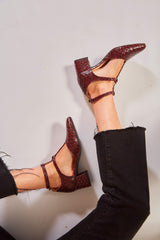 Immaculate Vegan - MOMOC Tacón midi Escamas burdeos