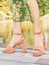 Immaculate Vegan - Minuit sur Terre Narcissus Vegan Suede Block Heels | Petal