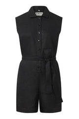 Immaculate Vegan - KOMODO SIENNA - Organic Linen Cotton Playsuit - Black