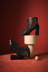 Immaculate Vegan - AGAZI DANCE YOUR WAY (black) – cut-out block heel sandals made from wheat & corn-based leather