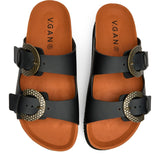 Immaculate Vegan - V.GAN Plum Women's Vegan Footbed Reptile Sandals | Black