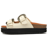 Immaculate Vegan - V.GAN Plum Women's Vegan Footbed Reptile Sandals | Cream